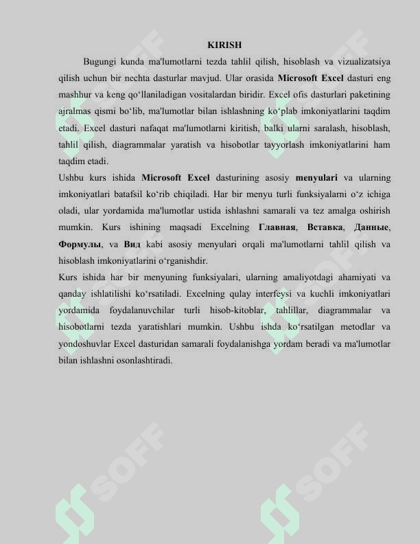 MS EXCEL DASTURI VA UNING AHAMIYATI, IMKONIYATLARI 3