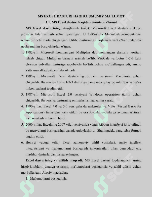 MS EXCEL DASTURI VA UNING AHAMIYATI, IMKONIYATLARI 4