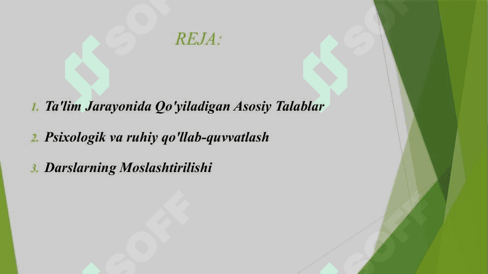 IMKONIYATI CHEKLANGAN UZOQ MUDDAT DAVOLANISHGA MUHTOJ BOLALAR TA'LIMI JARAYONIDA DARS VA MASHG'ULOTLARGA QO'YILUVCHI TALABLAR 2