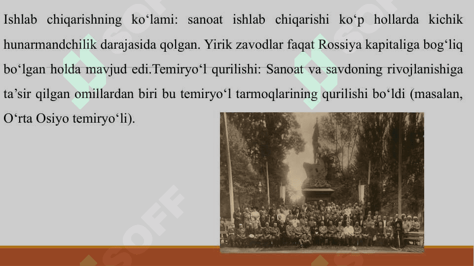 MUSTAMLAKA DAVRIDA TURKISTONDA SANOAT ISHLAB CHIQARISHI VA TIJORAT 4