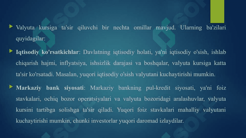 VALYUTA KURSLARIGA TA’SIR QILUVCHI OMILLAR 2 3