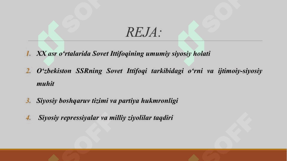 XX ASR O'RTALARIDA OZBEKISTON SSR DAGI IJTIMOIY SIYOSIY JARAYON 2