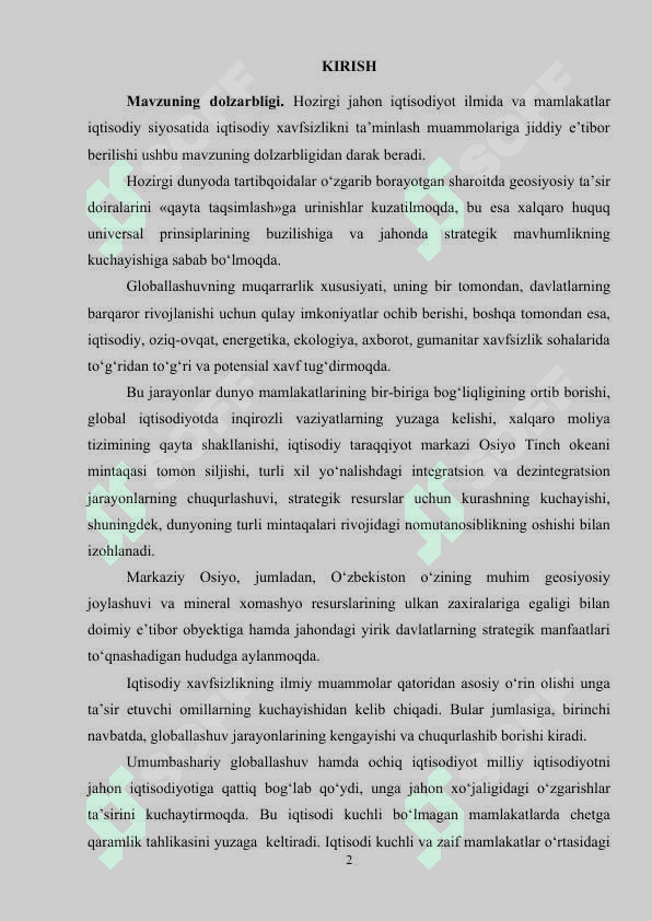 IQTISODIY XAVFSIZLIKNING KO`RSATKICHLARI VA MEZONLARI 2