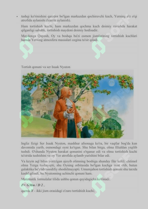 Yerning tortishish maydonida jismlarning harakati 4