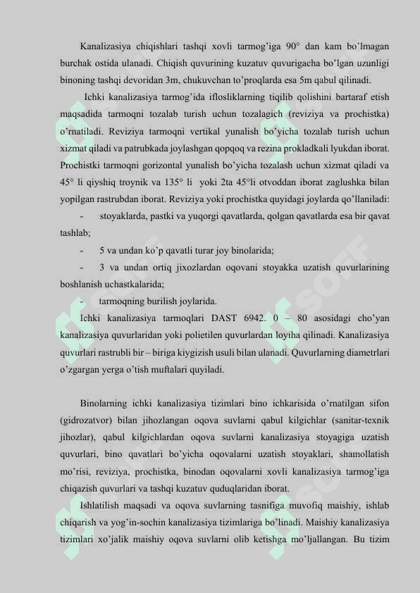 Ichki kanalizasiya tizimining o’rnatilishi (qurilishi) va jihozlanishi. 3