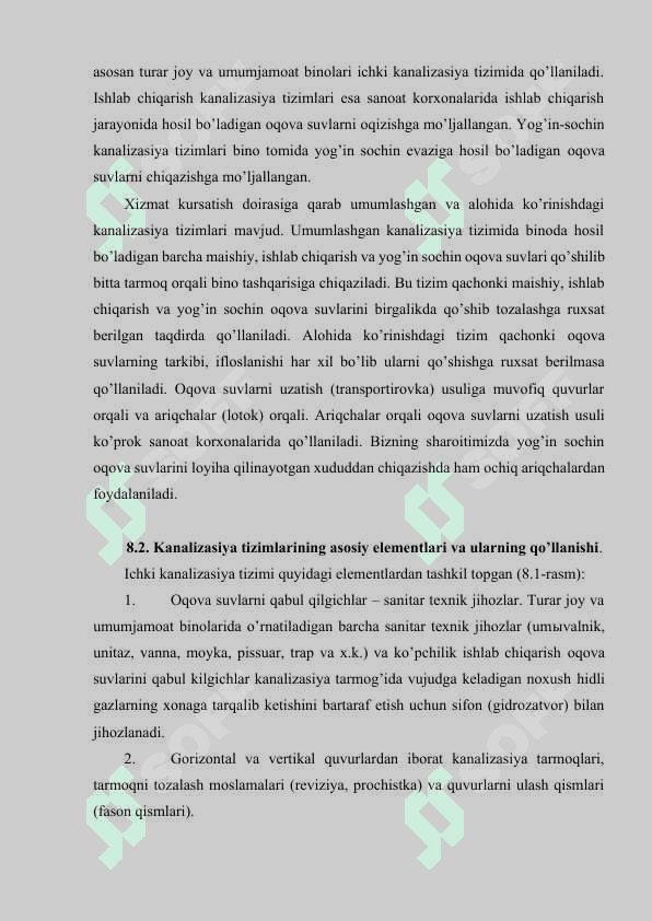 Ichki kanalizasiya tizimining o’rnatilishi (qurilishi) va jihozlanishi. 4