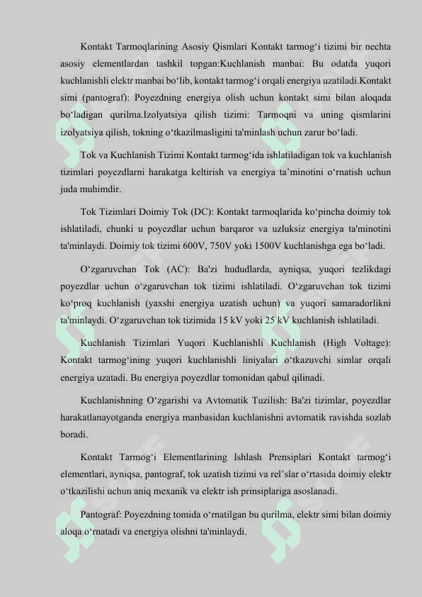 KONTAKT TARMOQLARIDA TOK VA KUCHLANISH TIZIMLARI 2