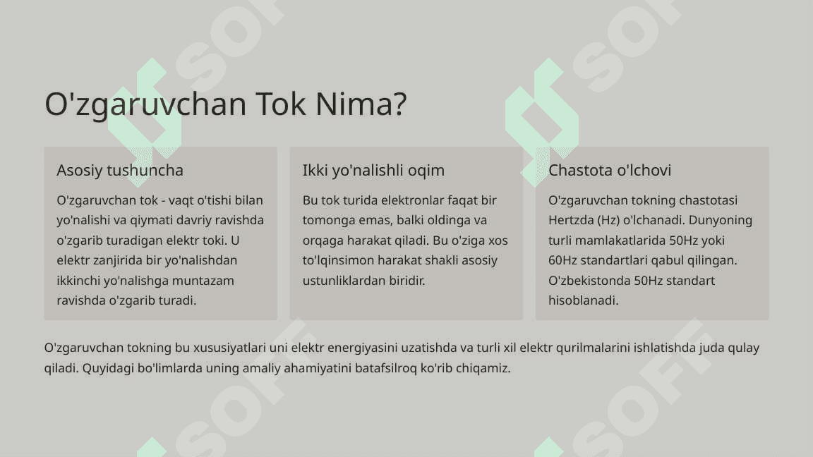 O'zgaruvchan Tokdan Foydalanishning Afzalliklari. 2