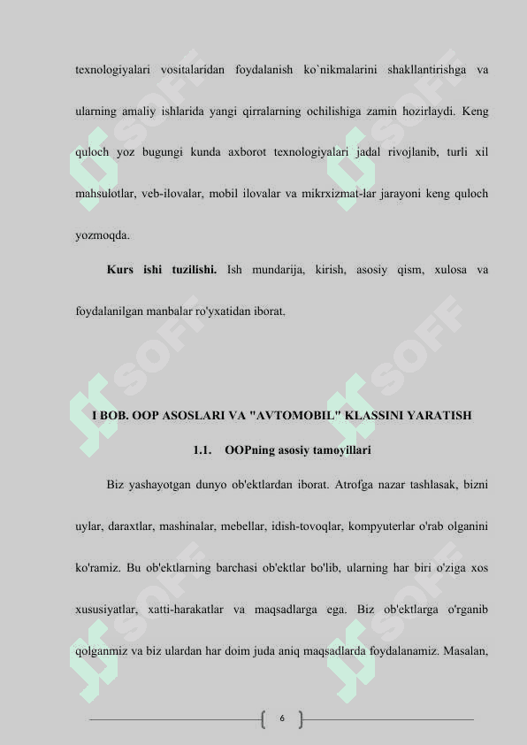 OOP ASOSLARIDA "AVTOMOBIL" KLASSINI YARATISH - AVTOMOBILNING XUSUSIYATLARINI VA METODLARINI ANIQLASH. 6