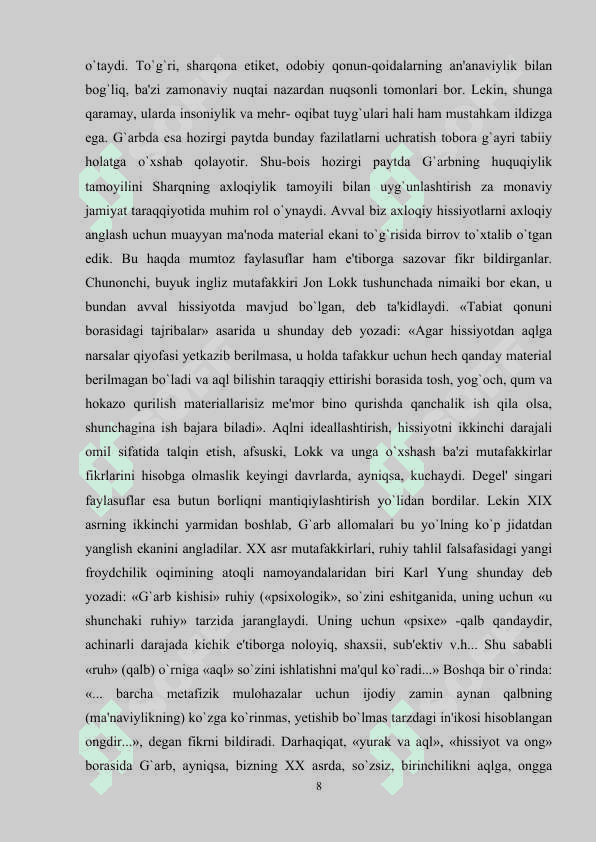Jamoada tarbiyalsh jarayonida maktabgacha ta’lim yoshdagi bolalarda           ahoqiy sifatlarni tarkib toptirish 8