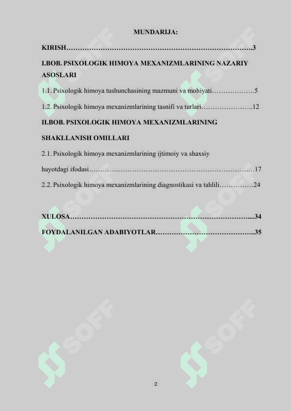 PSIXOLOGIK HIMOYA MEXANIZMLARI 2
