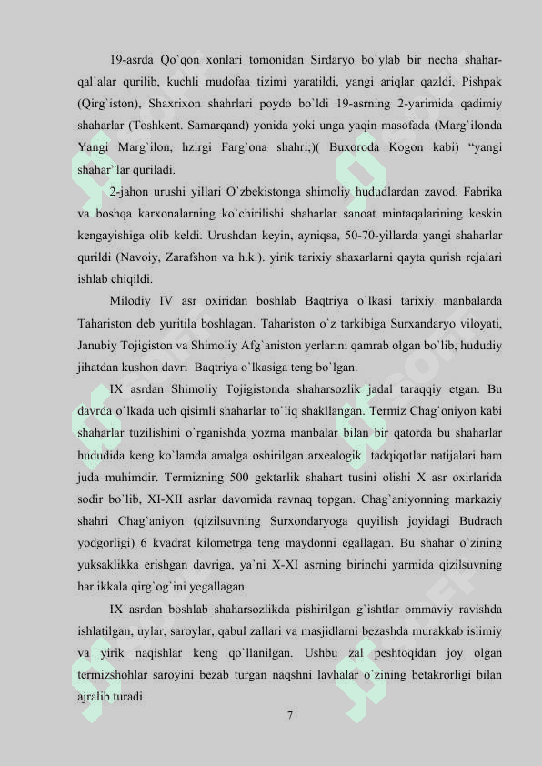 JARQO'TON ILK SHAHARSOZLIK MADANIYATI 7