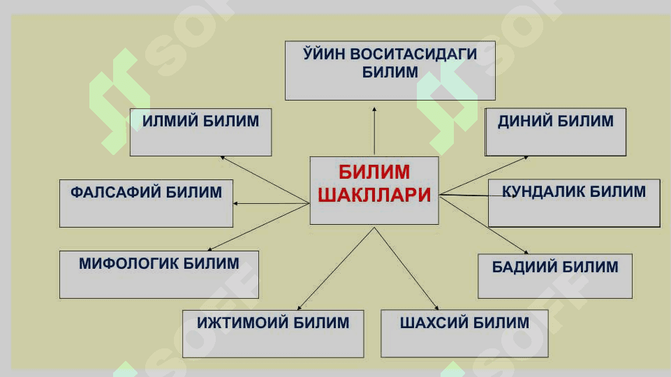 БИЛИШ НАЗАРИЯСИ  АСОСИЙ МУАММОЛАРИ ВА ЙЎНАЛИШЛАРИ. 8