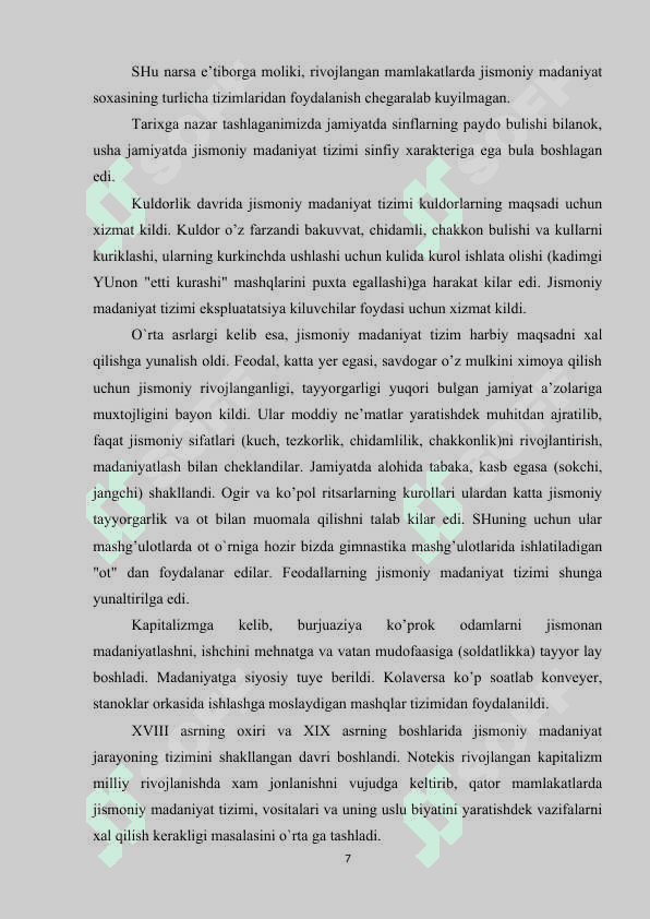 Jismoniy madaniyat  nazaryasi va metodikasi fanining maqsadi hamda vazifasi 7