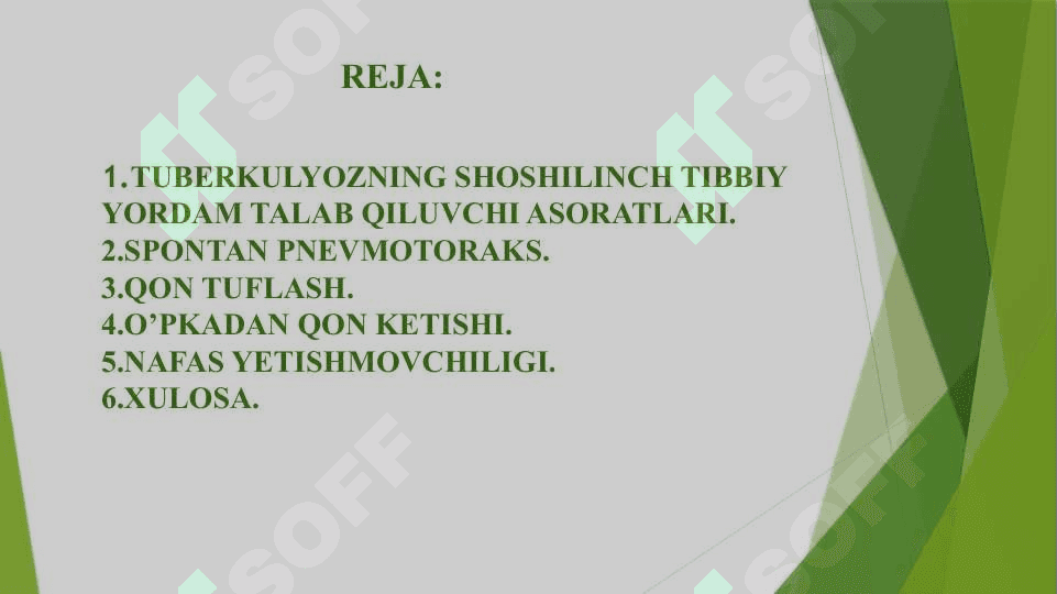 TUBERKULYOZNING SHOSHILINCH TIBBIY YORDAM TALAB QILUVCHI ASORATLARI 2