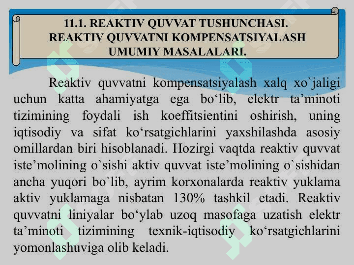 SANOAT KORXONALARI ELEKTR TA’MINOTI TIZIMIDA REAKTIV QUVVATNI KOMPENSATSIYALASH MASALALARI 3