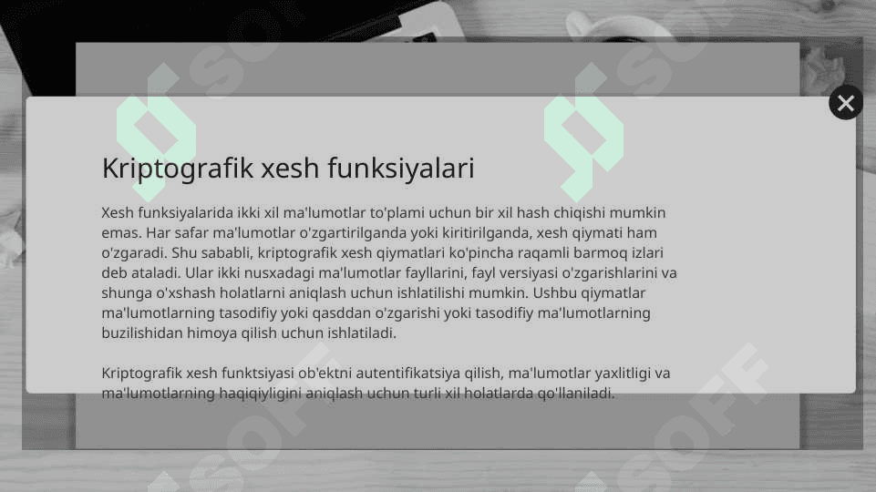 Axborotlarni kriptografik himoyalash. Xeshlash va steganografiya 6
