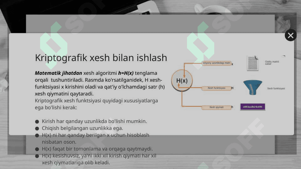 Axborotlarni kriptografik himoyalash. Xeshlash va steganografiya 7