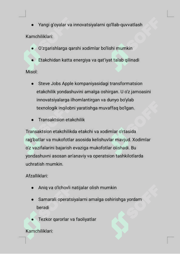Yetakchilik konsepsiyasi mavzusida mustaqil ish 7