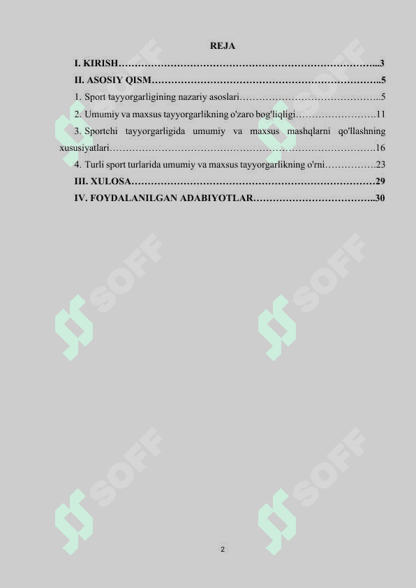 Sportchi umumiy va maxsus tayyorgarligining birligi 2