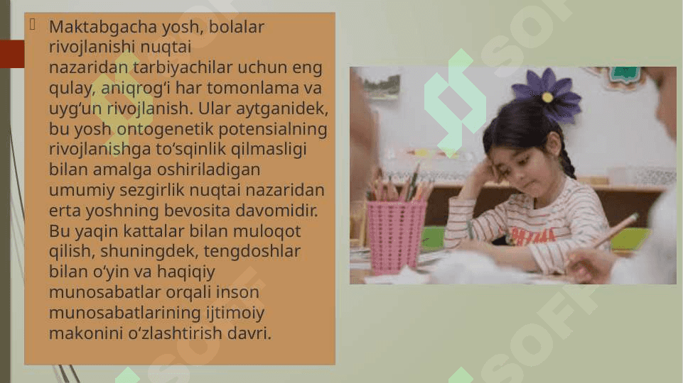 Erta yoshdagi bola rivojlanishi psixalogik-pedagogi tashxislash va baholash.Maktabgacha yoshdagi bolalarni psixalogik-pedagogik tashhislash metodikalari. 2
