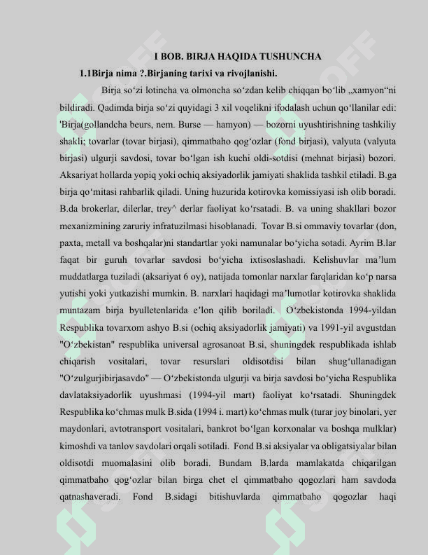 Birja-bozor infrastrukturasining asosiy bo’g’ini sifatida 5