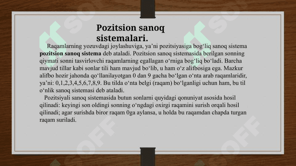 Pozitsion va nopozitsion sanoq sistemalari 2