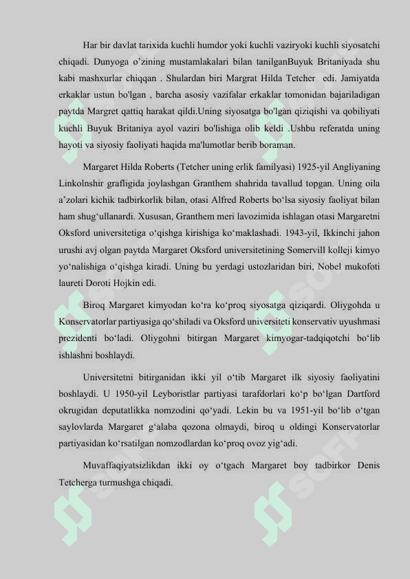 M.Tetcherning ichki va tashqi siyosati 2