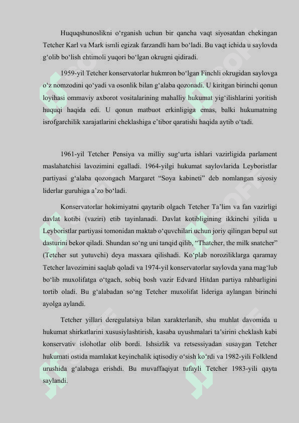 M.Tetcherning ichki va tashqi siyosati 3