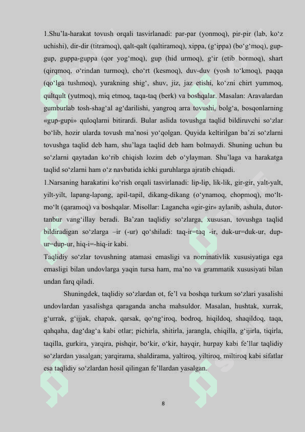 Undov, taqlid so’zlarning lingvopoetik xususiyatlari 8
