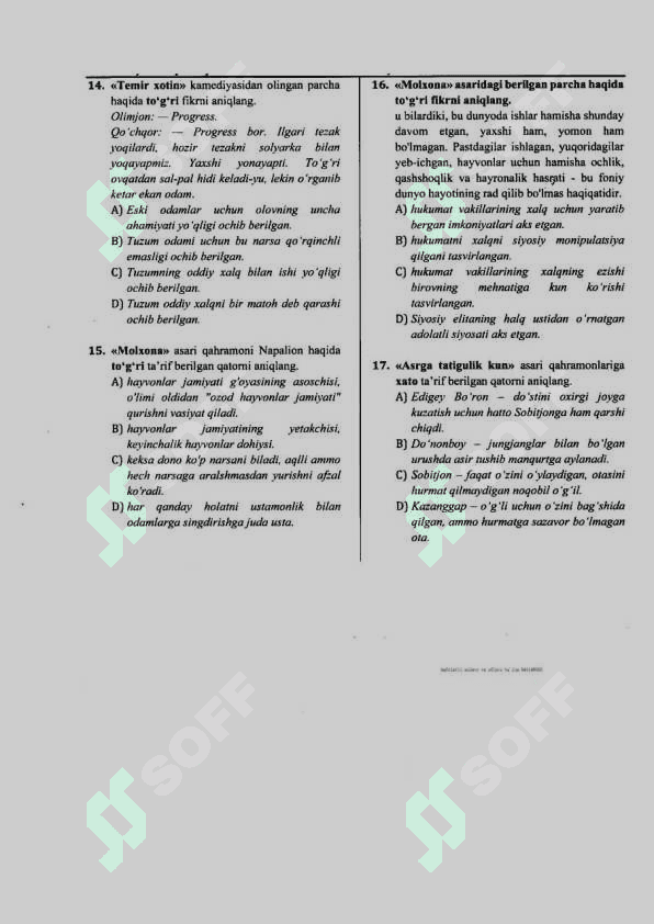 Ona tilidan milliy sertifikat savollari 3