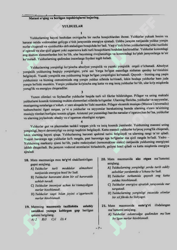 Ona tilidan milliy sertifikat savollari 4