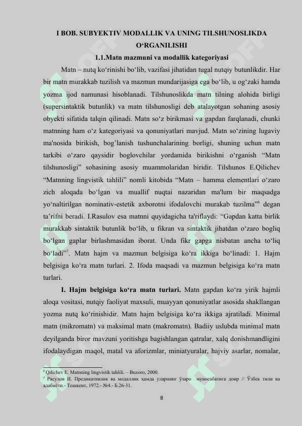 Bаdiiy mаtndа subyеktiv mоdаllikning ifоdаlаnishi  (U.Hаmdаmning “Otа” rоmаni misоlidа) 8