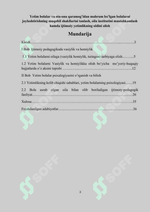 Yetim bolalar va ota ona qaramog'idan mahrum bo'lgan bolalar 2