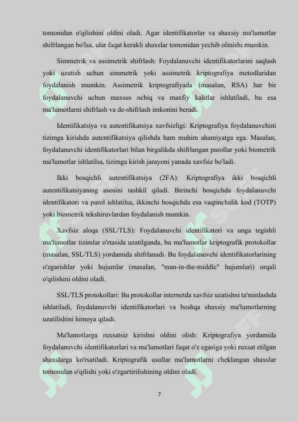 FOYDALANUVCHI IDENTIFIKATORLARINI KRIPTOGRAFIK HIMOYA QILISH TEXNOLOGIYALARI 7