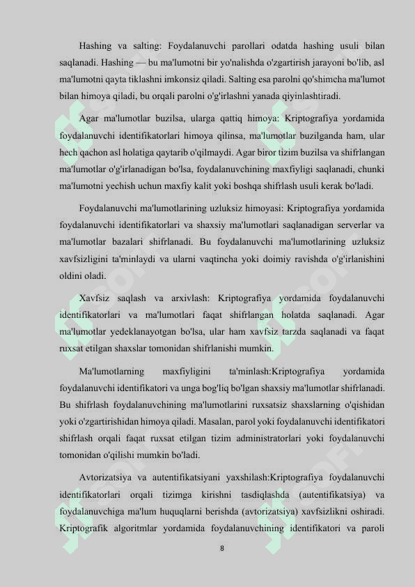 FOYDALANUVCHI IDENTIFIKATORLARINI KRIPTOGRAFIK HIMOYA QILISH TEXNOLOGIYALARI 8