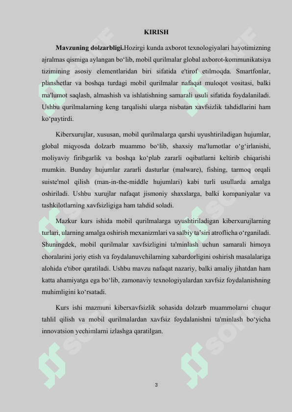MOBIL QURILMALAR ORQALI AMALGA OSHIRILADIGAN KIBERXURUJLAR VA ULARNING OLDINI OLISH CHORALARI 3