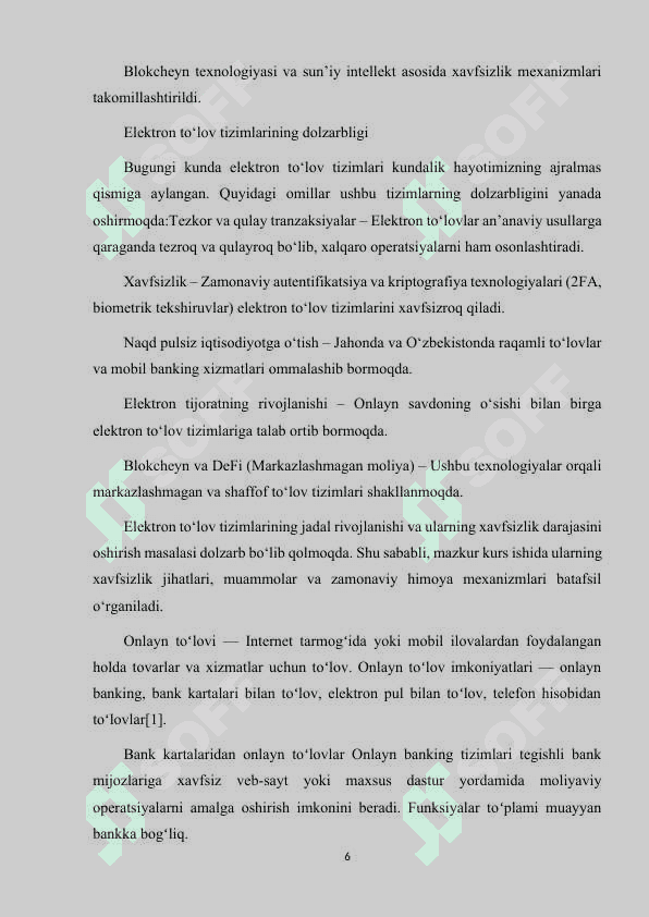 ELEKTRON TO‘LOV TIZIMLARI XAVFSIZLIGI 6