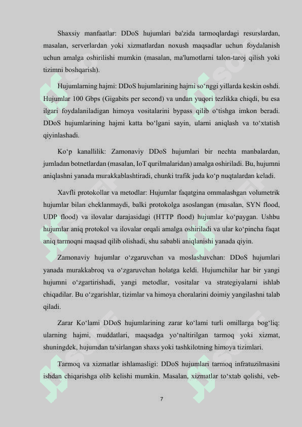 TARMOQLARDA DDOS HUJUMLARINI ANIQLASH VA HIMOYA QILISH USULLARI 7