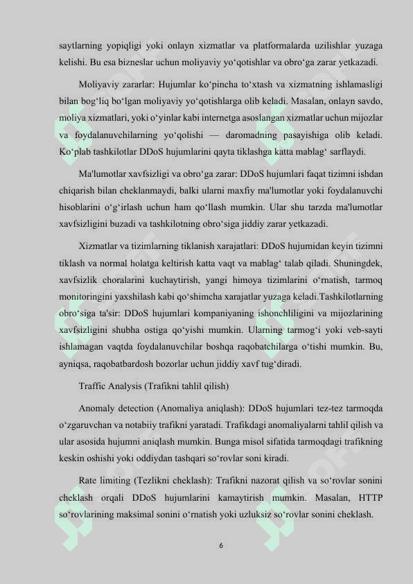 ZAMONAVIY DDOS HUJUMLARGA QARSHI SAMARALI HIMOYA TIZIMLARI VA ALGORITMLARI 6