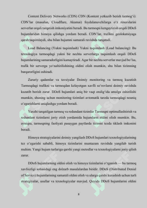 ZAMONAVIY DDOS HUJUMLARGA QARSHI SAMARALI HIMOYA TIZIMLARI VA ALGORITMLARI 8