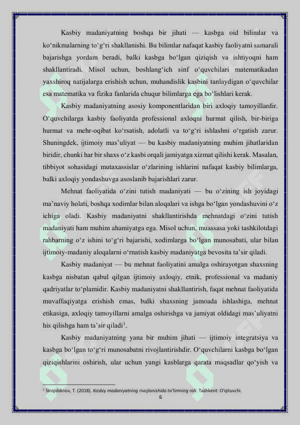 Boshlangich sinf o'quvchilarining kasbiy madaniyati 6