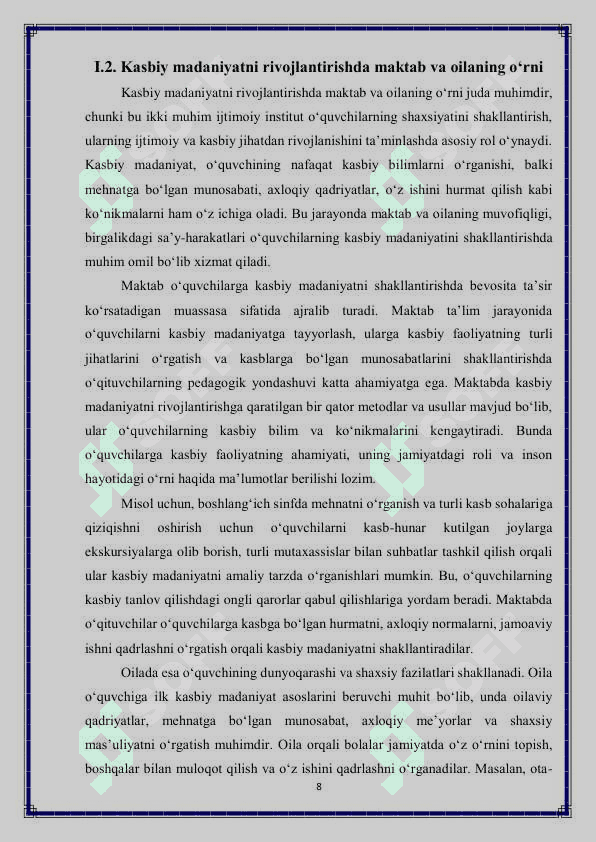 Boshlangich sinf o'quvchilarining kasbiy madaniyati 8