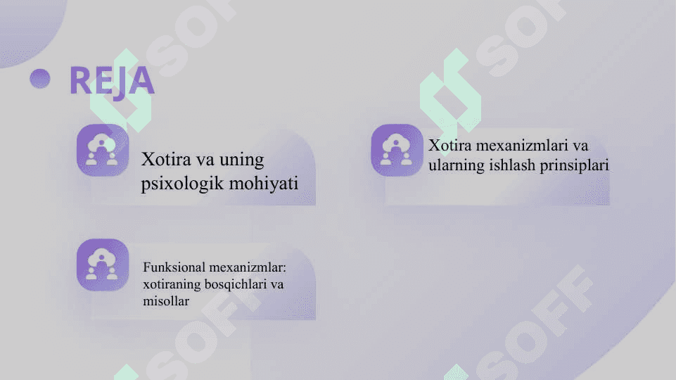 Xotira mexanizimlari Funksional mexanizimlar va xotira 2