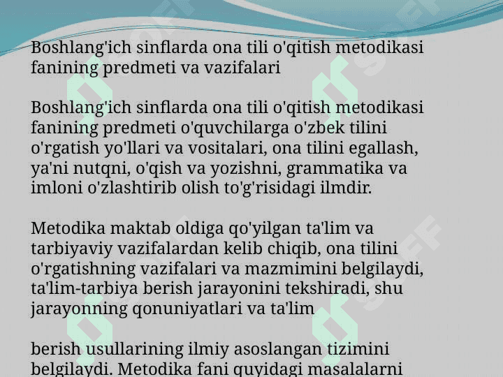 Boshlang‘ich sinflarda ona tili fanidan sinfdan  tashqari ishlar tashkil etish metodikasi 3