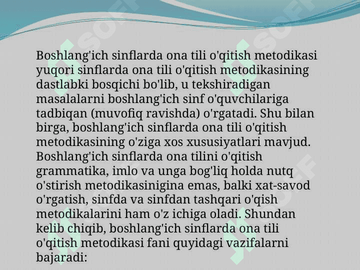 Boshlang‘ich sinflarda ona tili fanidan sinfdan  tashqari ishlar tashkil etish metodikasi 5