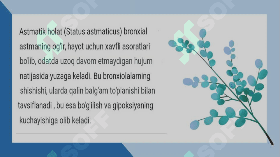 Astmatik status pptx, Ichki kasalliklar 2