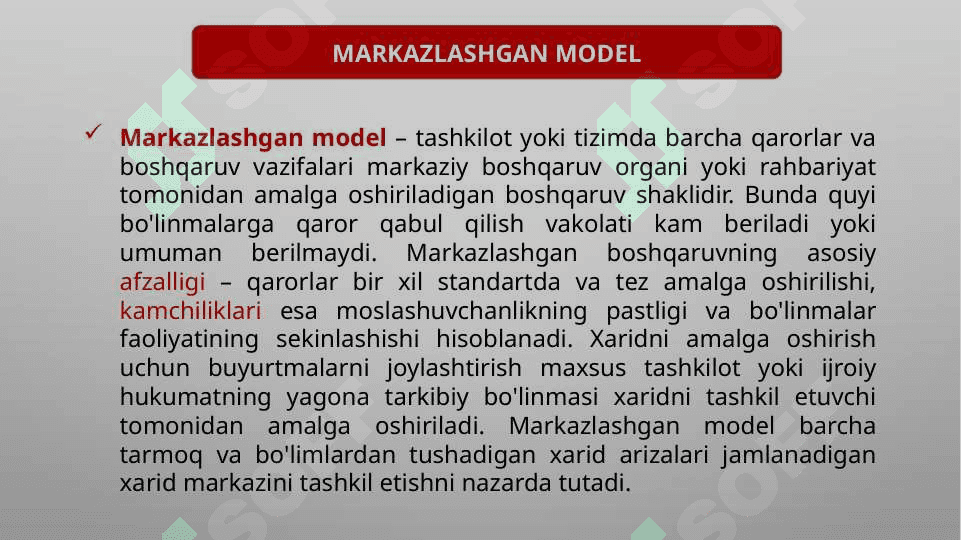 DAVLAT XARIDLARINI TASHKIL ETISH MODELLARI 5