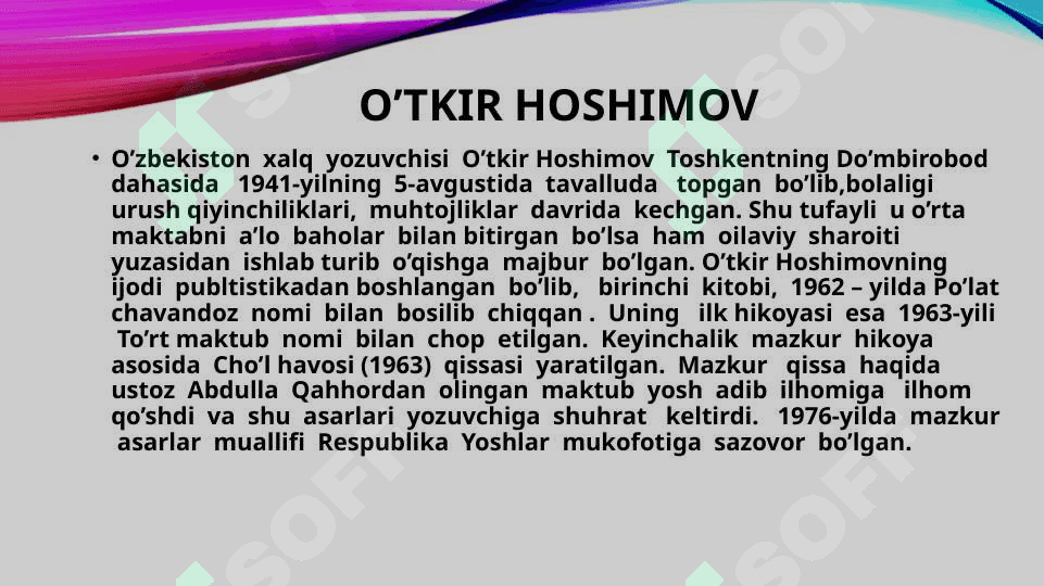 o’tkir hoshimovninG tushda kechgan umrlar asarining tahlili 3