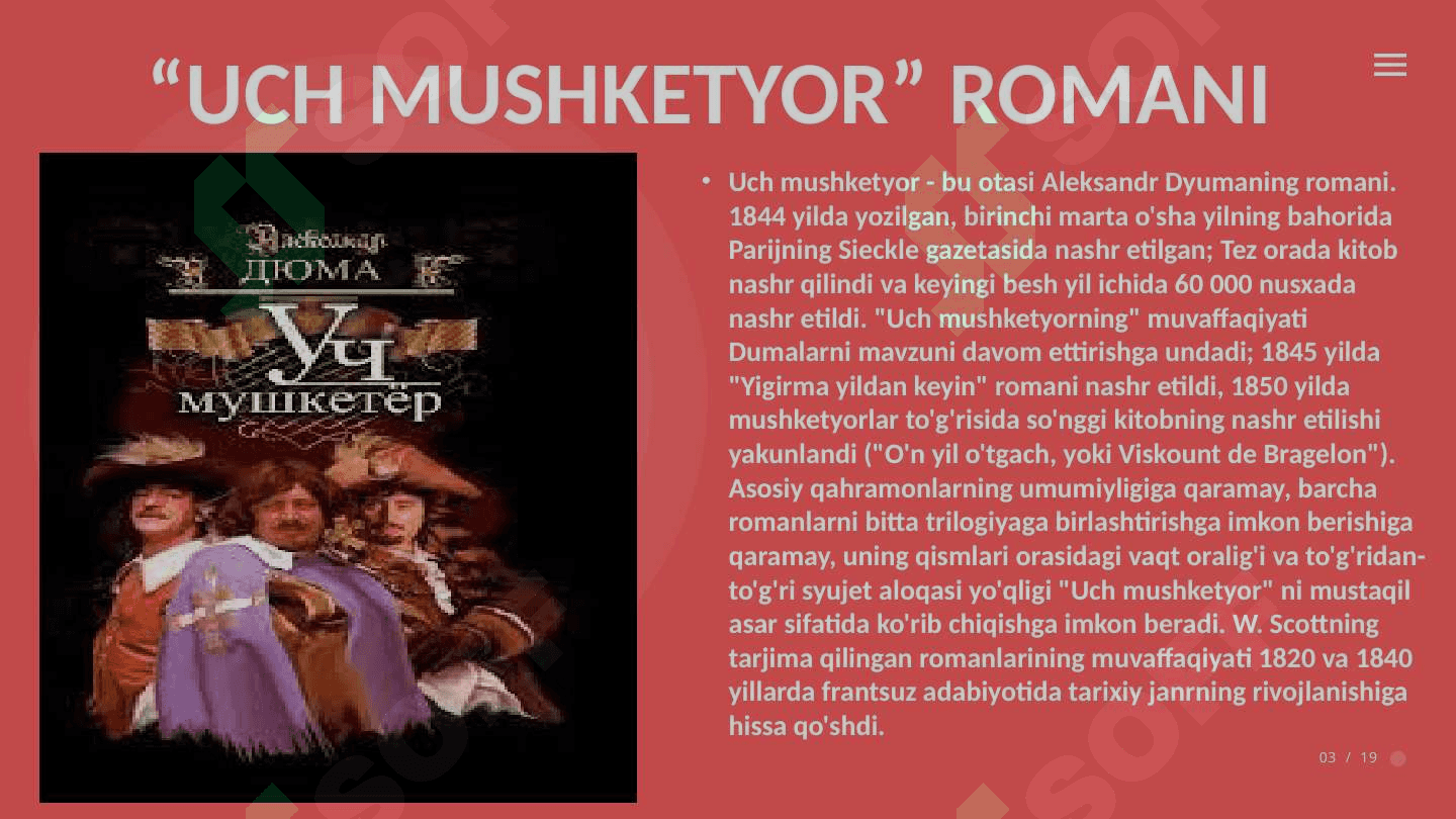 “UCH MUSHKETYOR” ALEKSANDR DYUMA 3